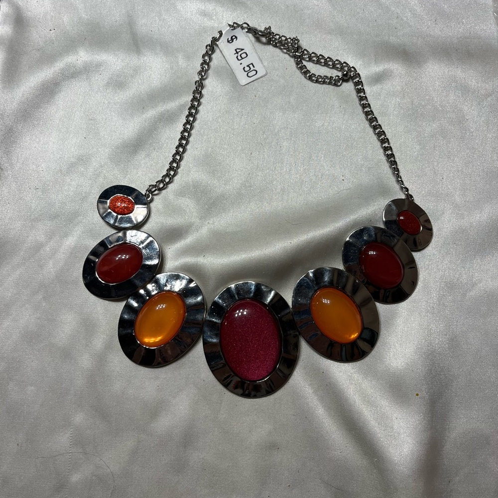 Amber and Red Statement Necklace